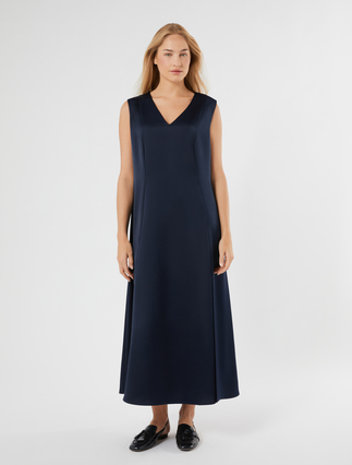 Robe en crêpe envers satin - BLEU NUIT