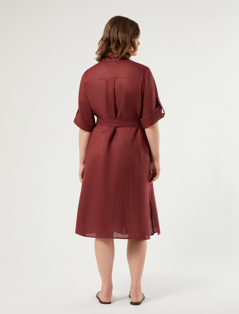 Linen shirt dress - BORDEAUX - Marina Rinaldi - 4