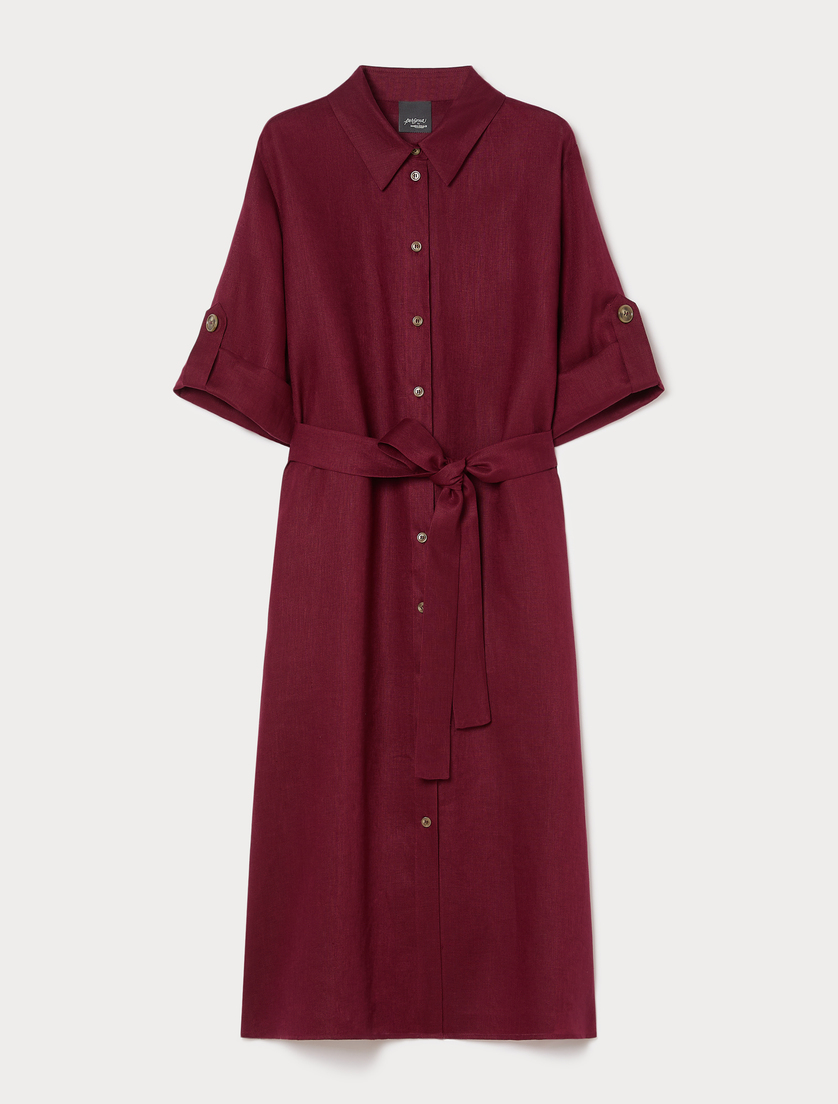 Linen shirt dress - BORDEAUX - Marina Rinaldi
