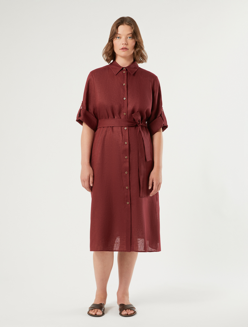 Linen shirt dress - BORDEAUX - Marina Rinaldi - 3