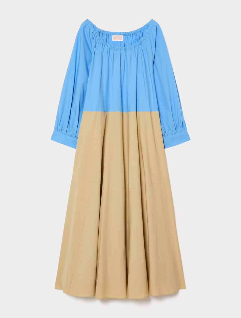 Kleid aus Baumwolle mit Rüschen - AZURBLAU - Marina Rinaldi