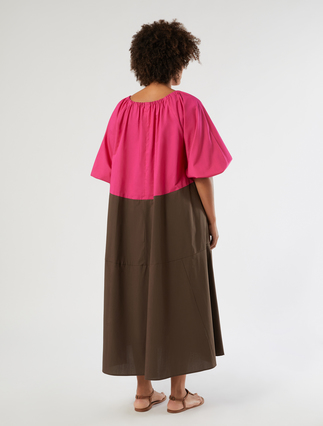 Sukienka z bawełny z falbanami - FUKSJOWY - Marina Rinaldi - 4