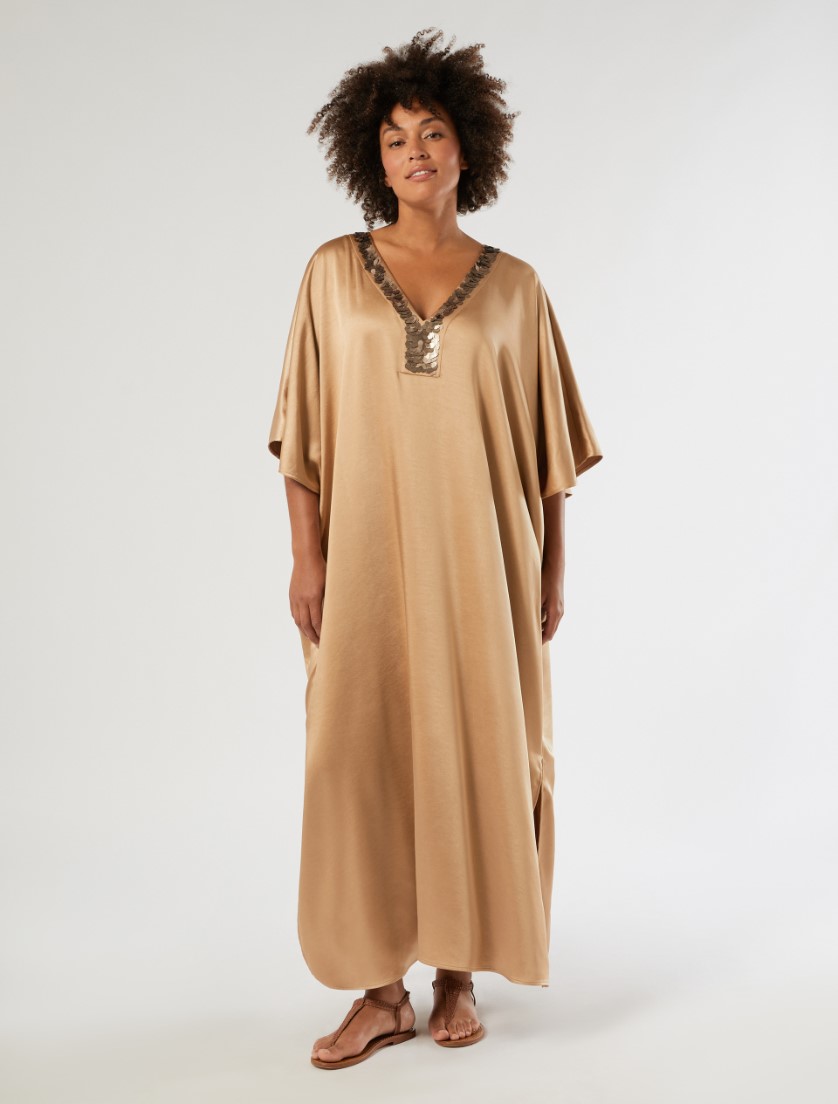 Kaftankleid aus Satin mit Pailletten - Marina Rinaldi