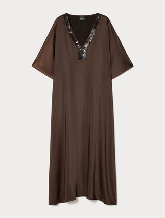 Kaftankleid aus Satin mit Pailletten - Marina Rinaldi