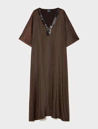 Kaftankleid aus Satin mit Pailletten - Marina Rinaldi