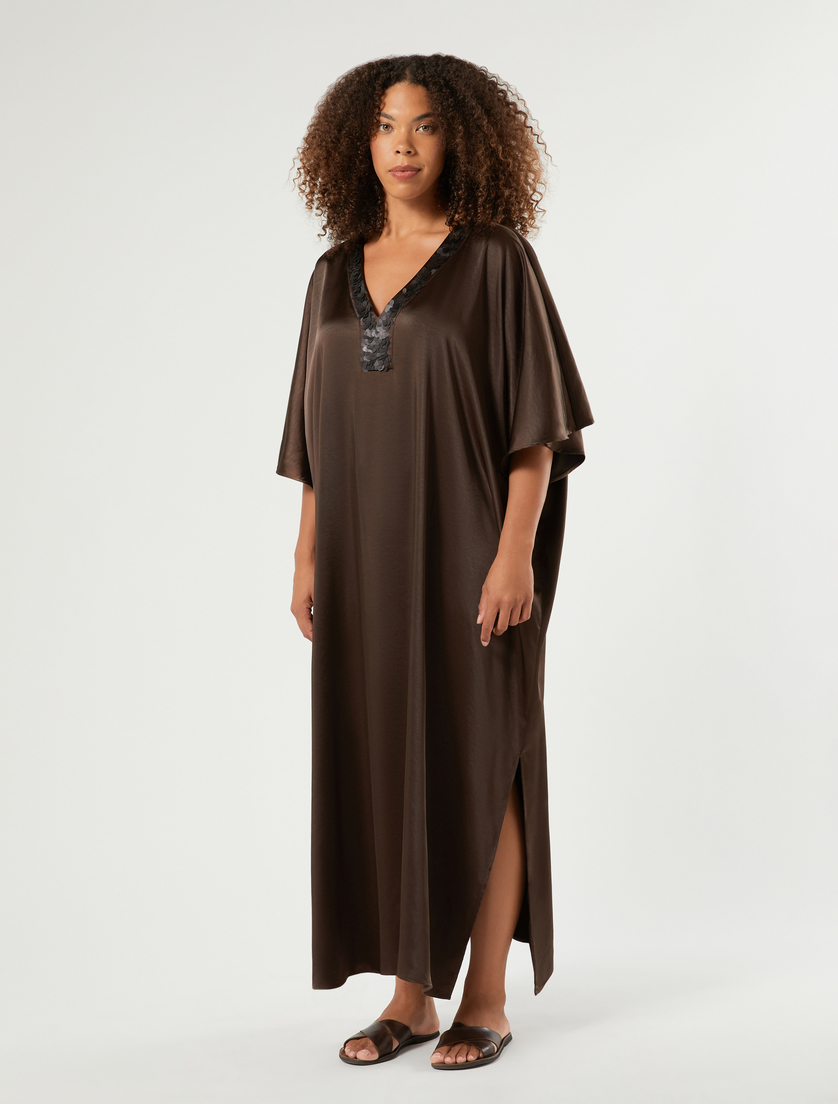 Kaftankleid aus Satin mit Pailletten - KAKAO - Marina Rinaldi - 3