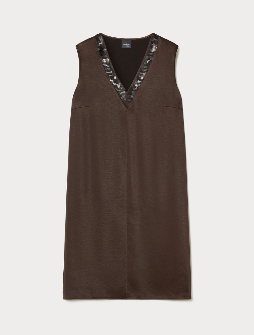 Kleid aus Satin mit Pailletten - KAKAO - Marina Rinaldi