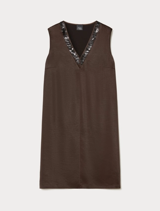 Kleid aus Satin mit Pailletten - Marina Rinaldi