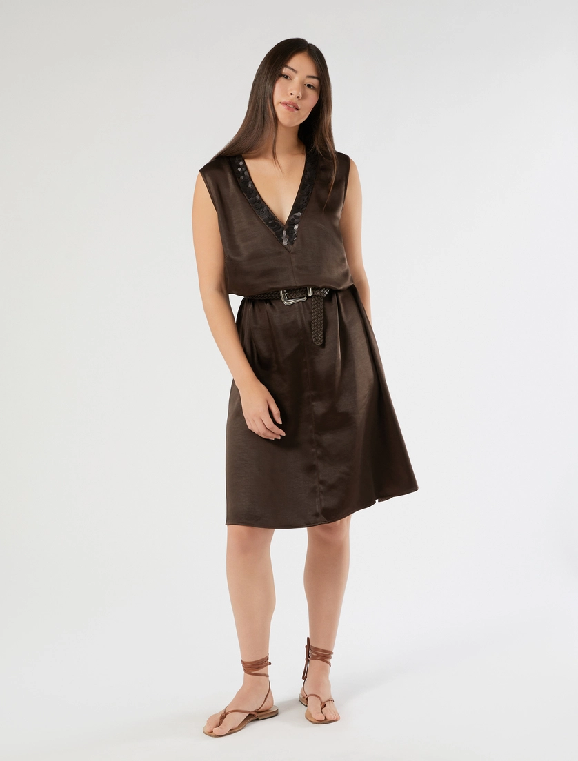 Kleid aus Satin mit Pailletten - Marina Rinaldi