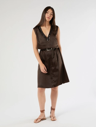 Kleid aus Satin mit Pailletten - Marina Rinaldi