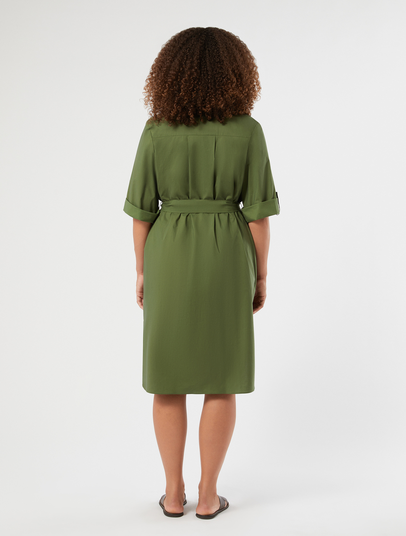 Cotton poplin dress - OLIVE GREEN - Marina Rinaldi - 4