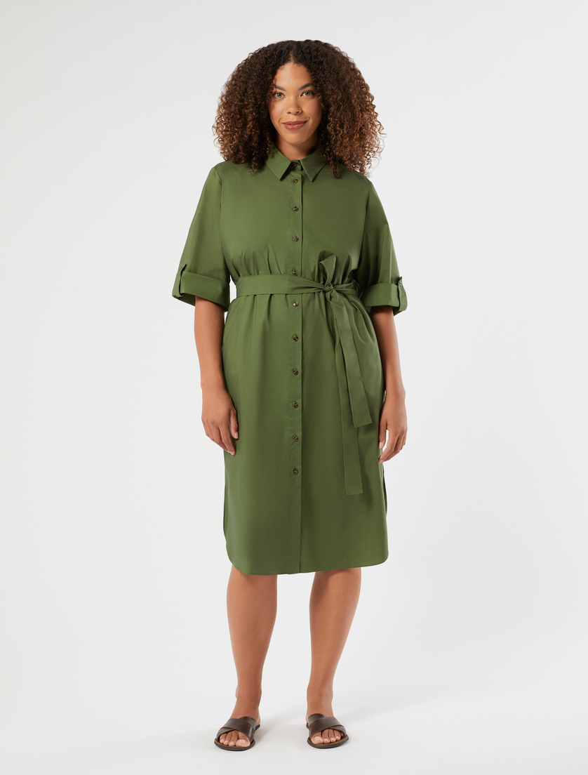 Cotton poplin dress - OLIVE GREEN - Marina Rinaldi - 3
