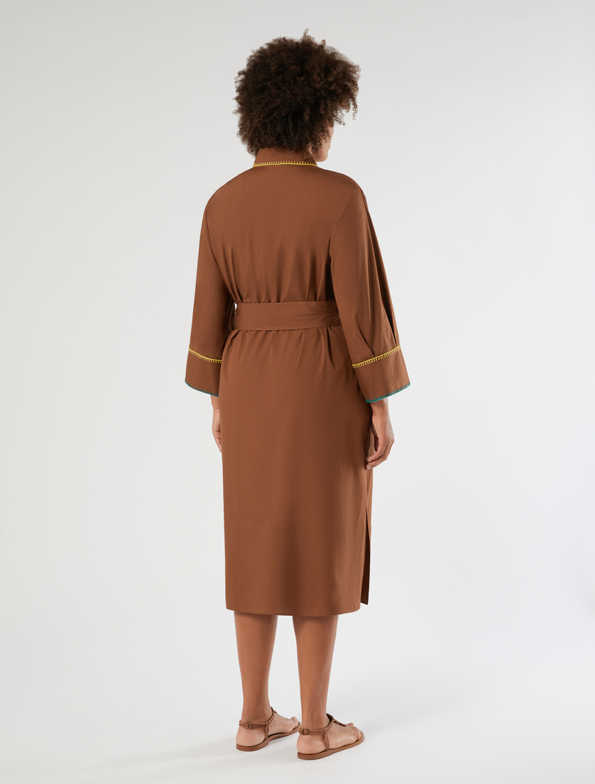 Embroidered poplin shirt dress - BROWN - Marina Rinaldi - 4