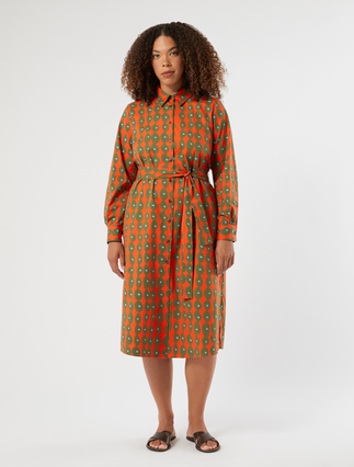 Shirt dress in cotton poplin - CORAL