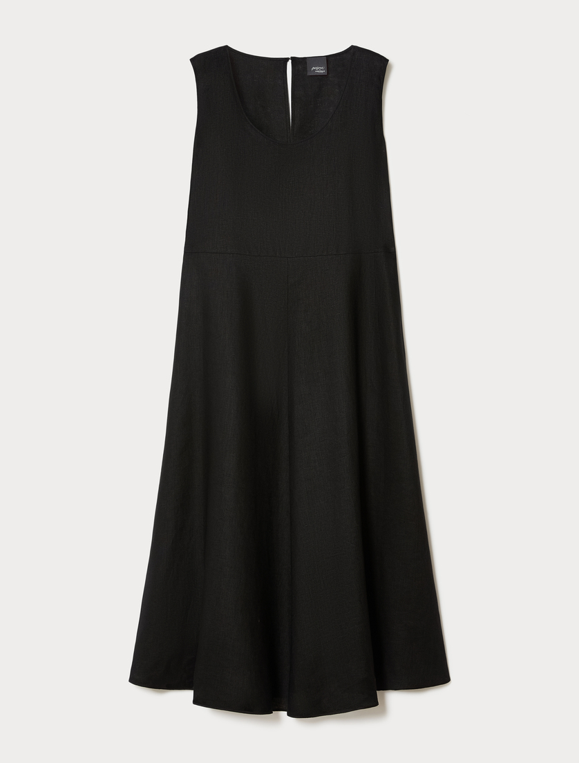 Long linen dress - BLACK - Marina Rinaldi