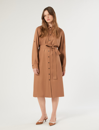 Twill shirt dress - CARAMEL