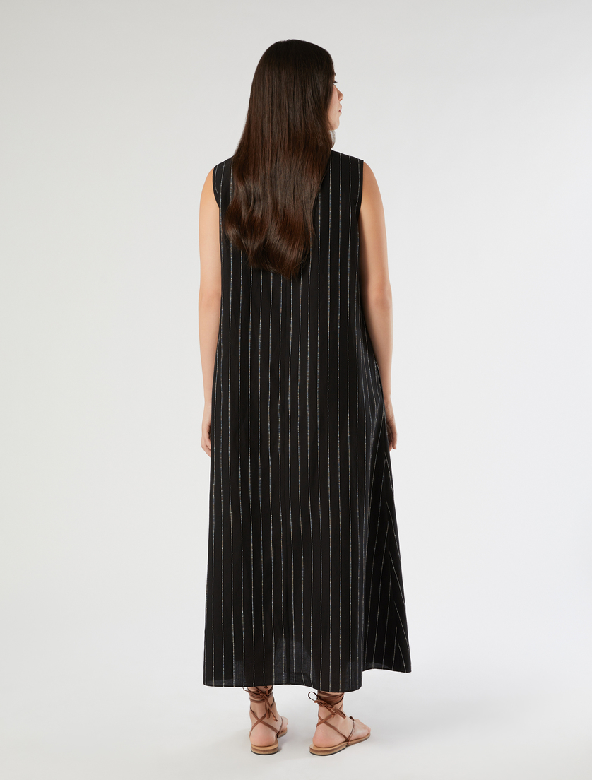 Long viscose and linen canvas dress - BLACK - Marina Rinaldi - 4