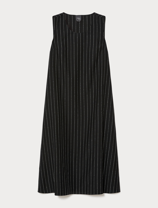 Long viscose and linen canvas dress - Marina Rinaldi