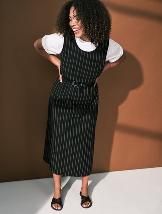 Long viscose and linen canvas dress - Marina Rinaldi