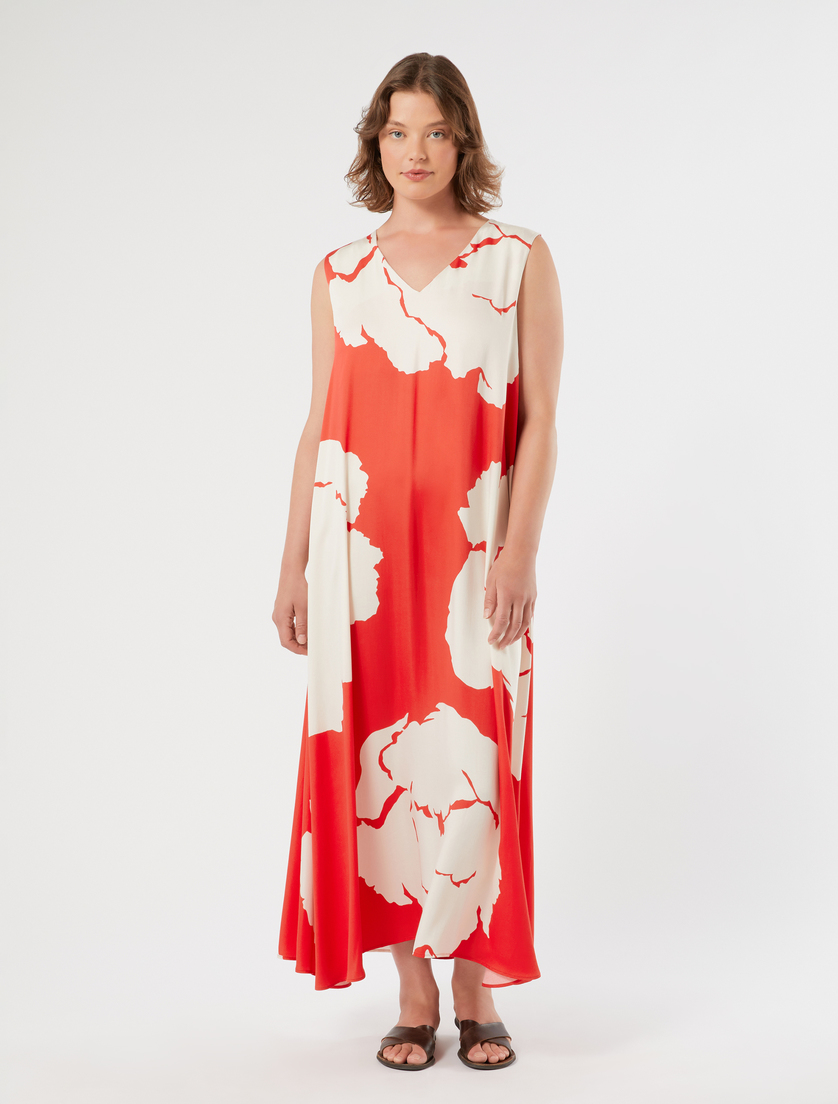 Abito in raso di viscosa stampato - ROSSO - Marina Rinaldi - 3