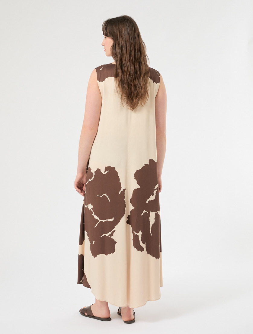 Abito in raso di viscosa stampato - SABBIA - Marina Rinaldi - 4