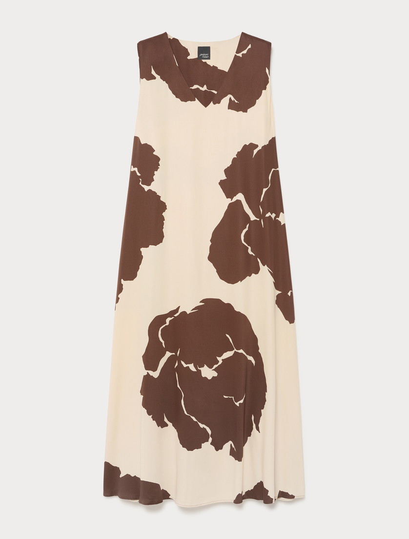 Abito in raso di viscosa stampato - SABBIA - Marina Rinaldi