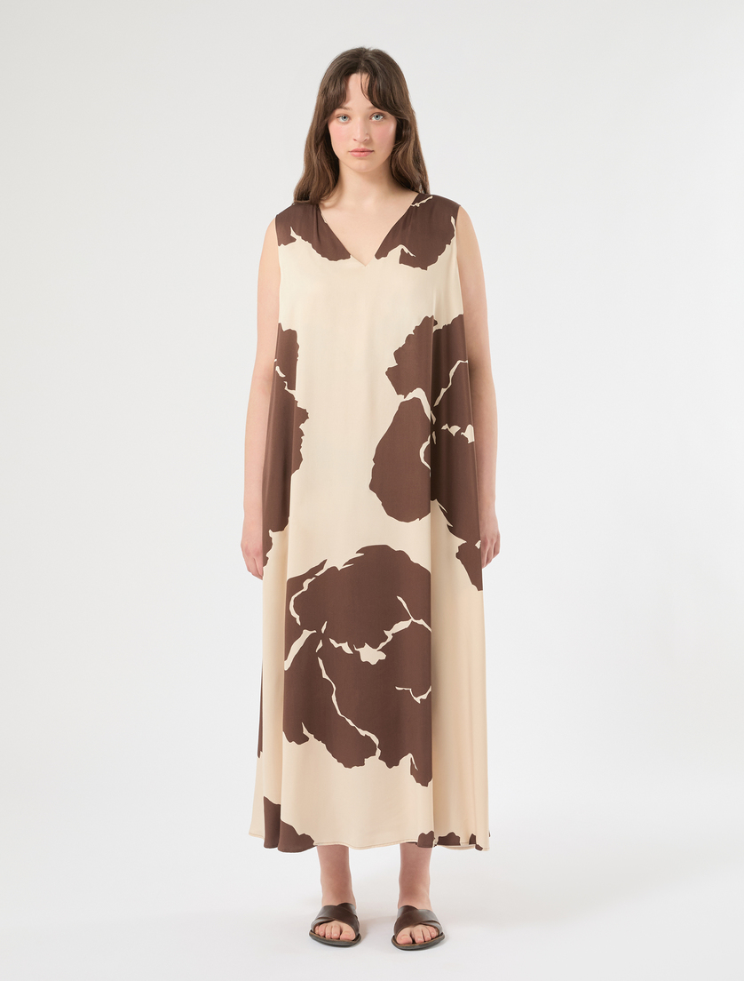 Abito in raso di viscosa stampato - SABBIA - Marina Rinaldi - 3