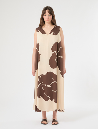 Printed viscose satin dress - SAND - Marina Rinaldi - 3