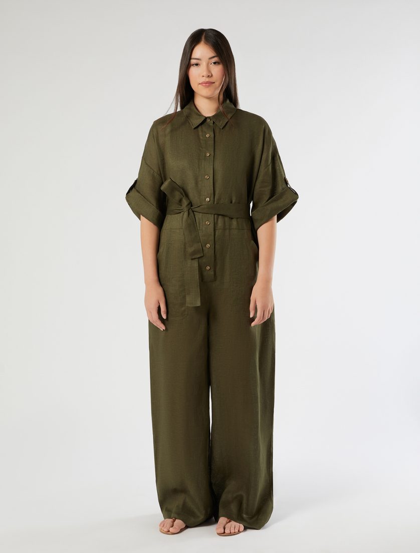 Linen jumpsuit - KAKI - Marina Rinaldi - 3