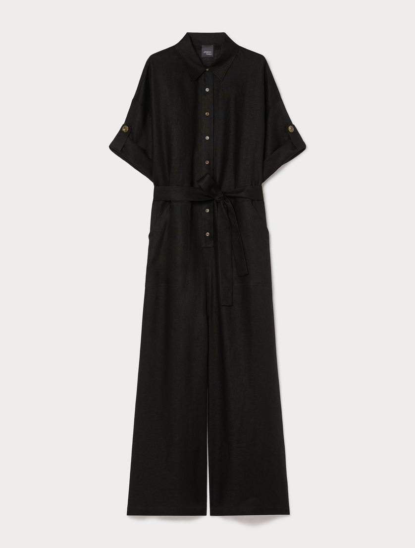 Linen jumpsuit - BLACK - Marina Rinaldi