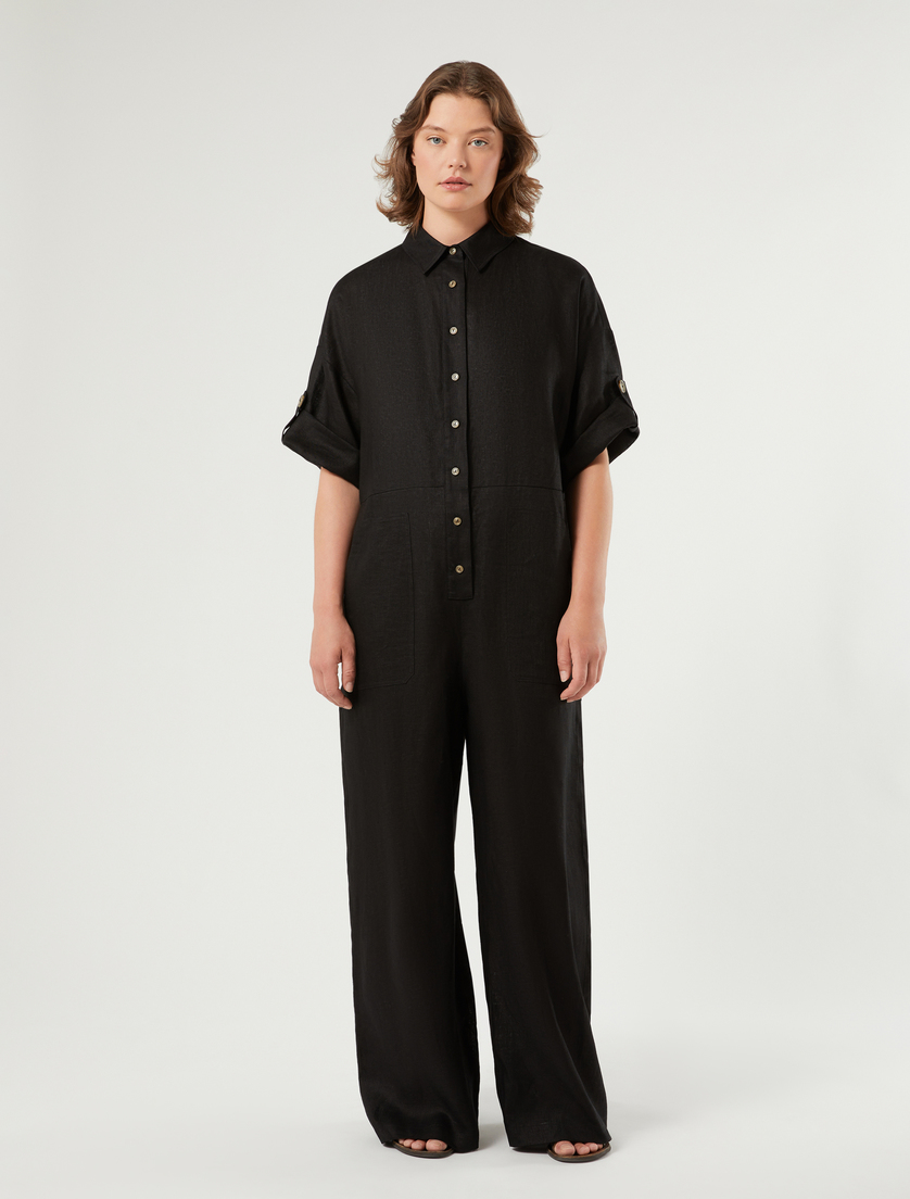Linen jumpsuit - BLACK - Marina Rinaldi - 3