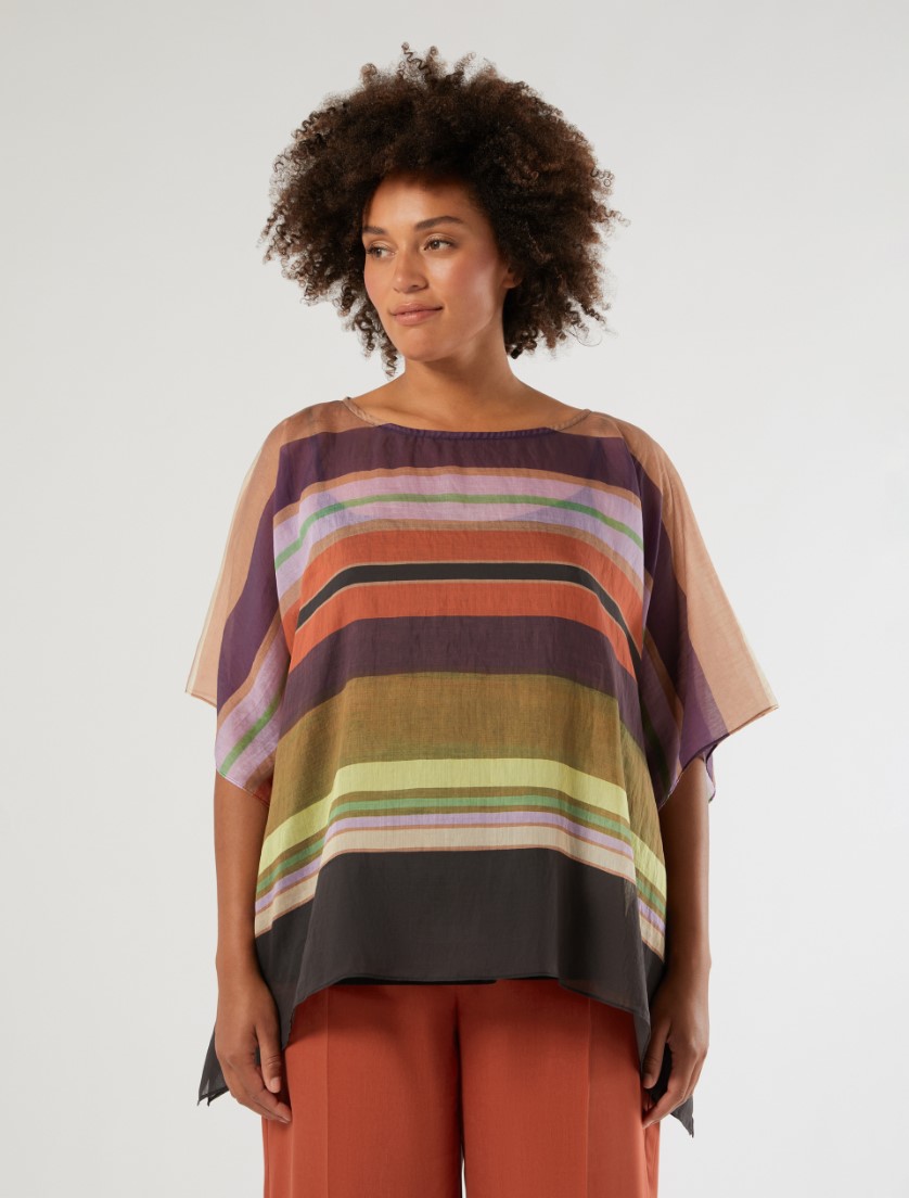 Printed Tencel poncho and top - BLACK - Marina Rinaldi - 3