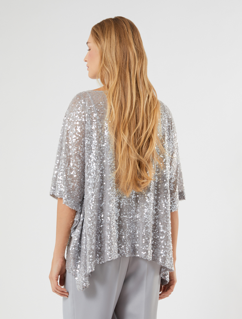 Sequinned poncho - PEARL GREY - Marina Rinaldi - 4