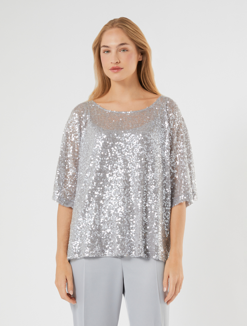Sequinned poncho - PEARL GREY - Marina Rinaldi - 3