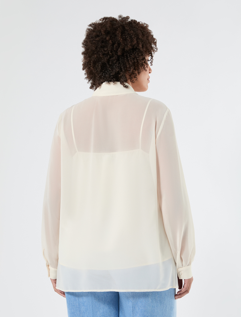 Camicia in georgette con volant - VANIGLIA - Marina Rinaldi - 4