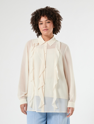 Georgette shirt with flounce - VANILLA