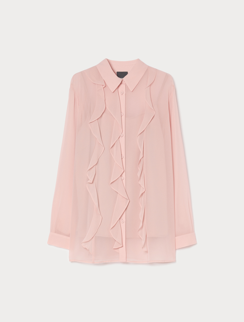 Camicia in georgette con volant - ROSA ANTICO - Marina Rinaldi