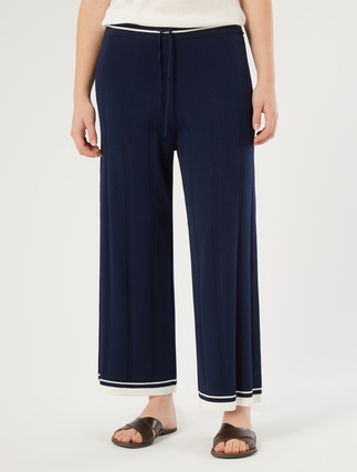 Pantalon en viscose côtelée - BLEU NUIT