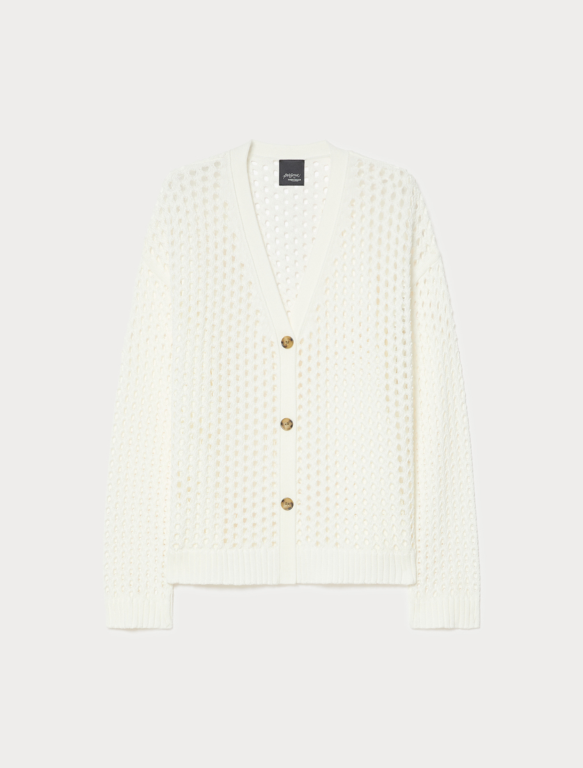 Short cotton cardigan - WHITE - Marina Rinaldi