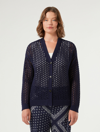 Cardigan court en coton - BLEU MARINE