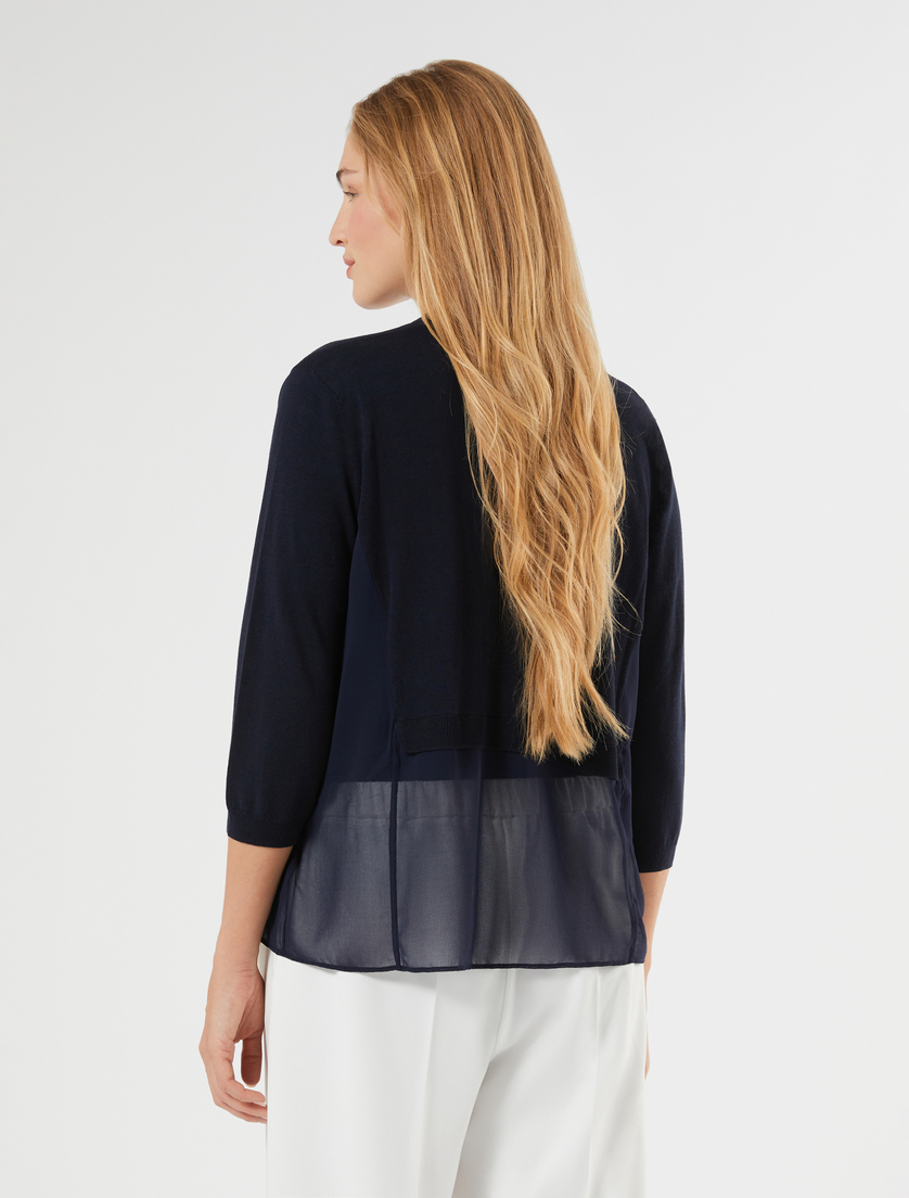 Cotton and georgette-blend cardigan - MIDNIGHTBLUE - Marina Rinaldi - 4