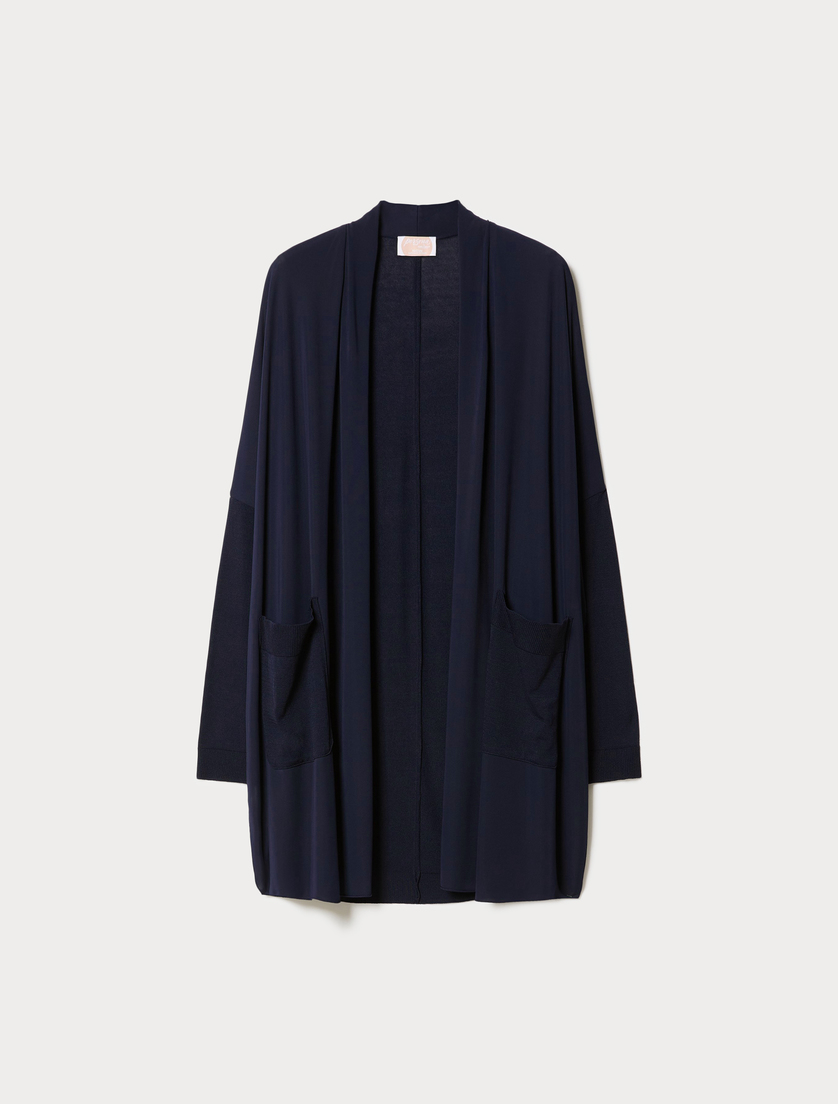 Jersey and knit fabric cardigan - MIDNIGHTBLUE - Marina Rinaldi