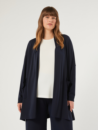 Jersey and knit fabric cardigan - MIDNIGHTBLUE