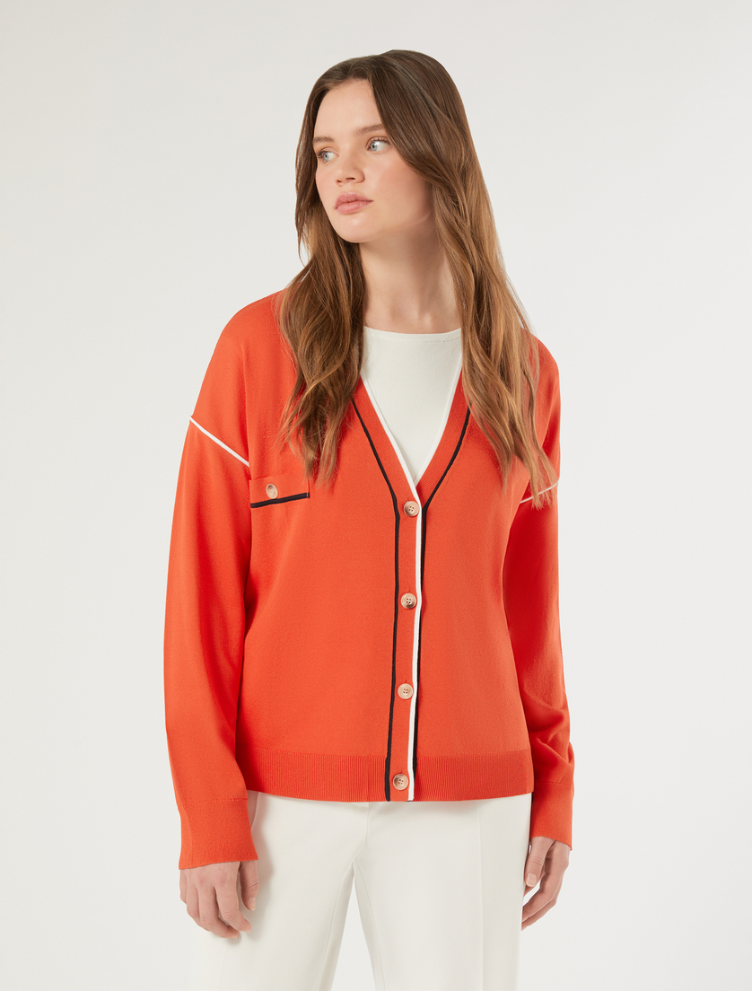 Stretch viscose cardigan - RED - Marina Rinaldi - 3