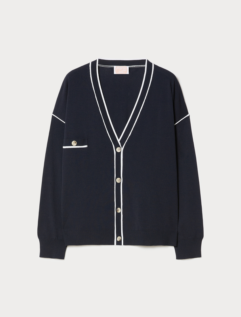 Stretch viscose cardigan - MIDNIGHTBLUE - Marina Rinaldi