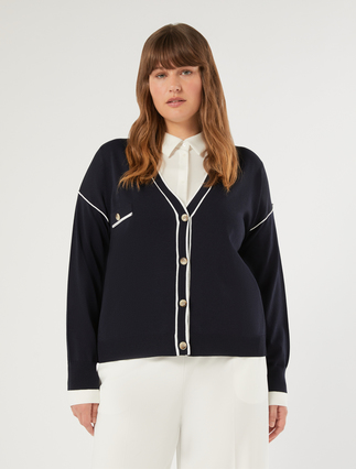 Stretch viscose cardigan - MIDNIGHTBLUE