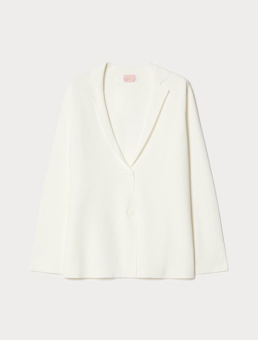Knitted blazer jacket - WHITE - Marina Rinaldi