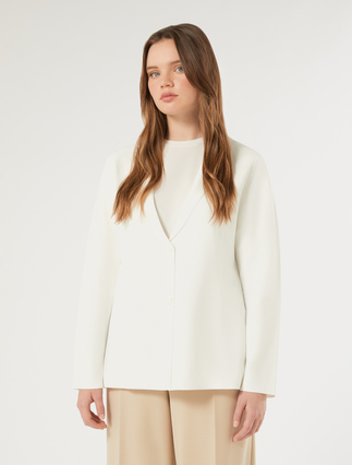Knitted blazer jacket - WHITE