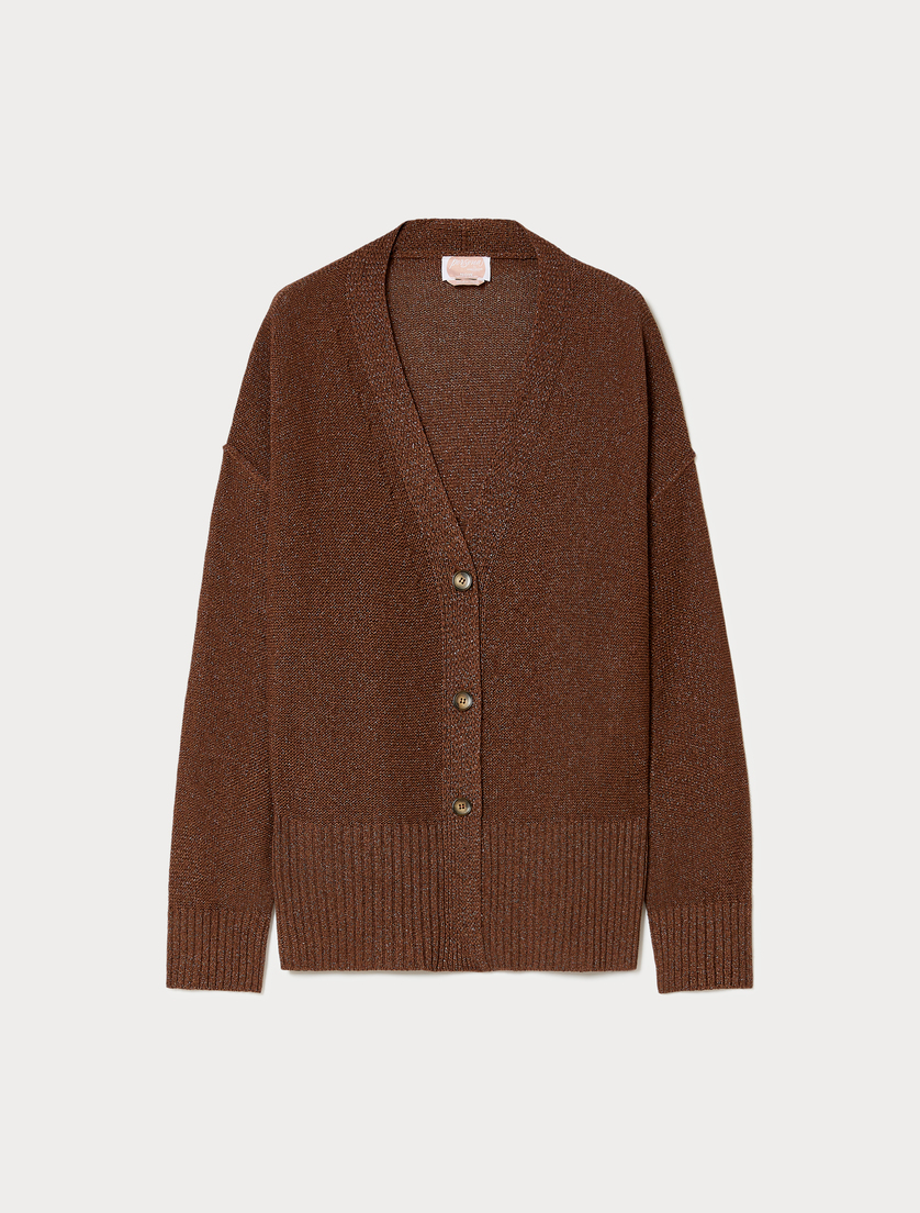 Cardigan en viscose lurex - CARAMEL - Marina Rinaldi