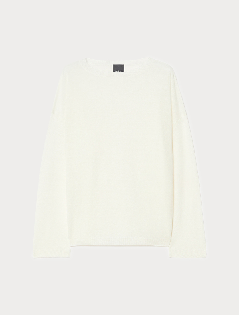 Linen and cotton boxy sweater - IVORY - Marina Rinaldi